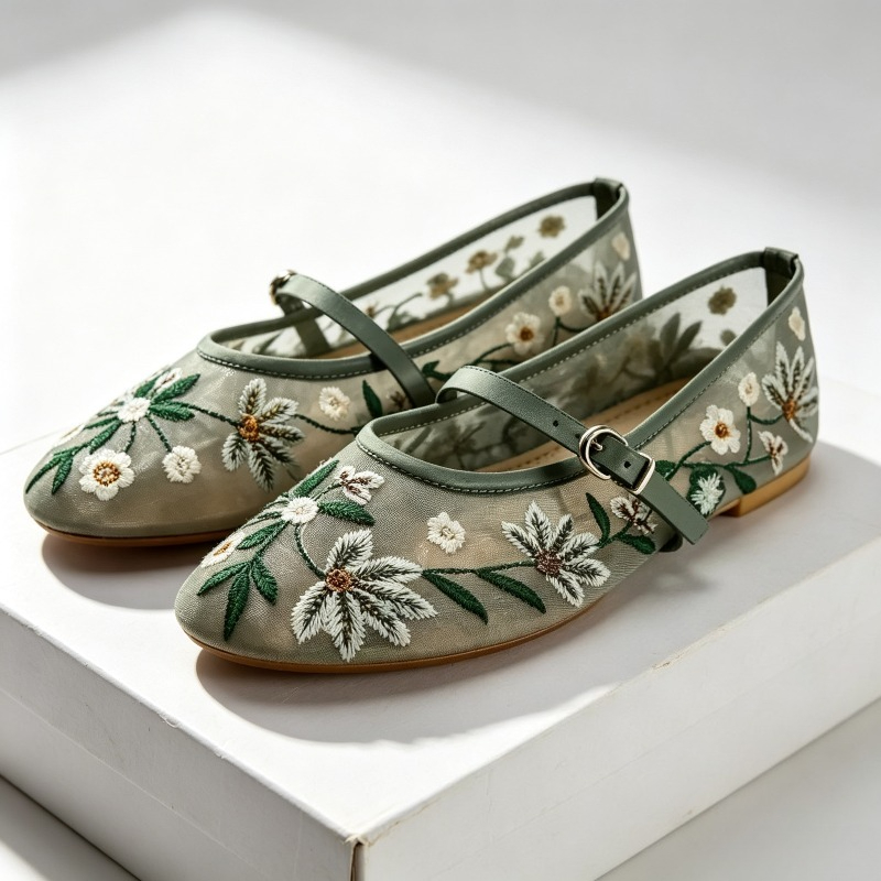 Ethnic Fashion Brands - شبكة مطرزة الترفيه الباليه الشقق النساء