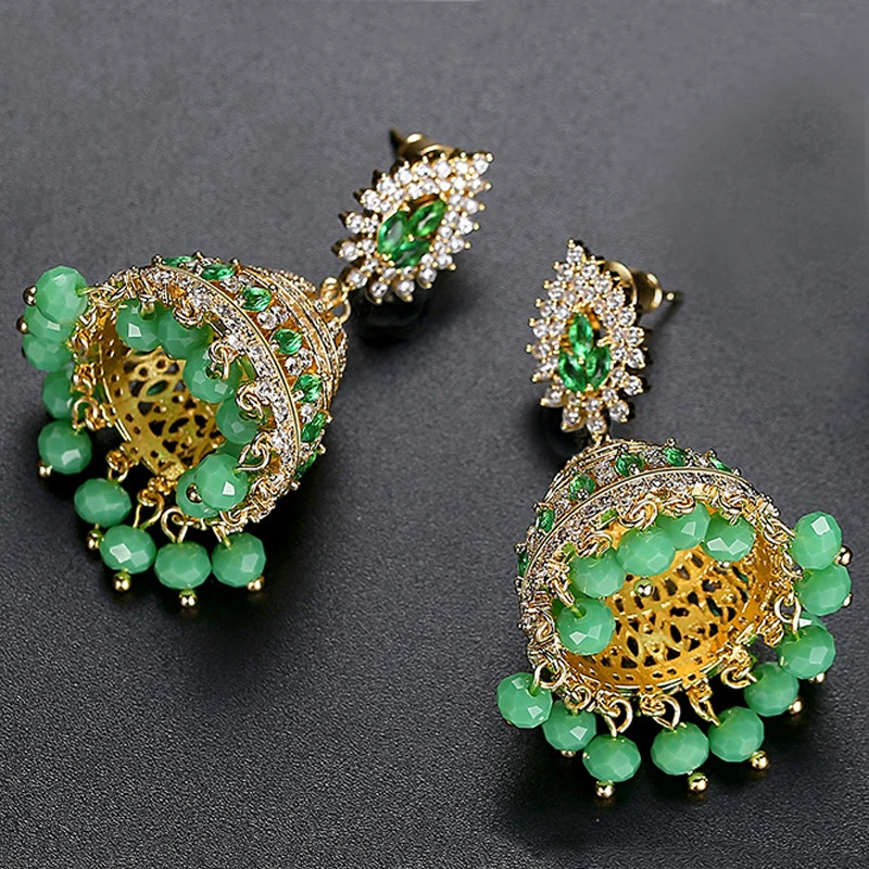 Ethnic Fashion Pakistan - الهند باكستان أقراط النحاس أقحم الزركون