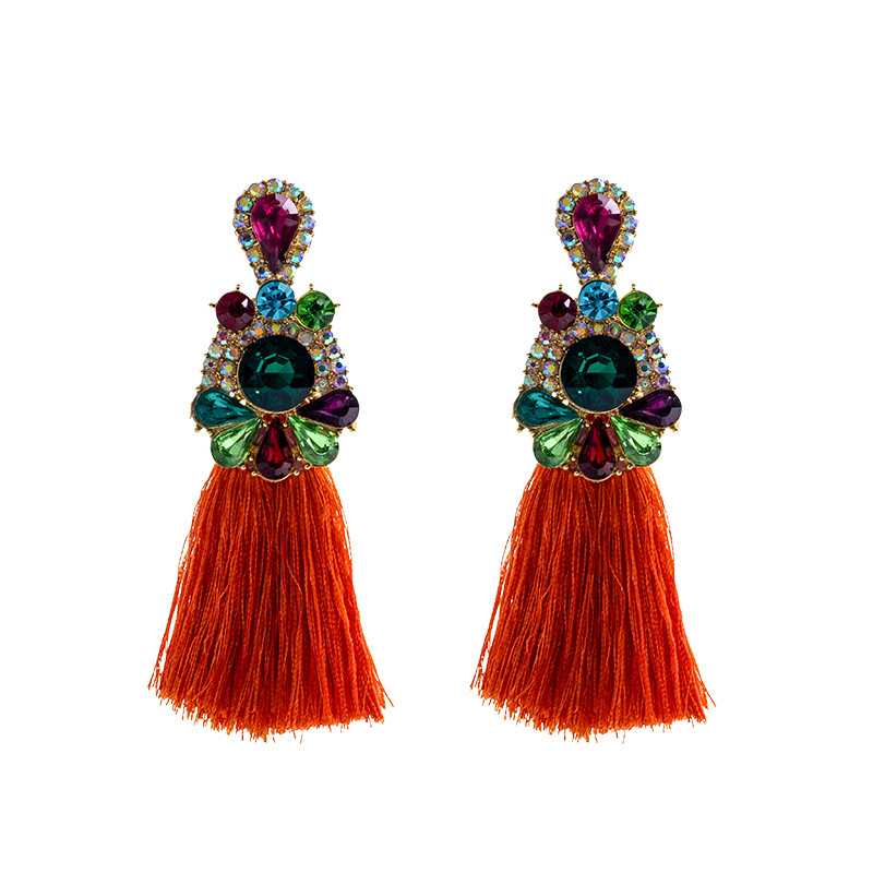 Ethnic Fashion Brands - أقراط ملونة من سبيكة الألماس مرصعة